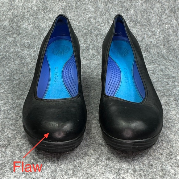 Crocs A-Leigh Black Wedge Slip On Shoes Womens 7.5 Closed Toe - Picture 3 of 10